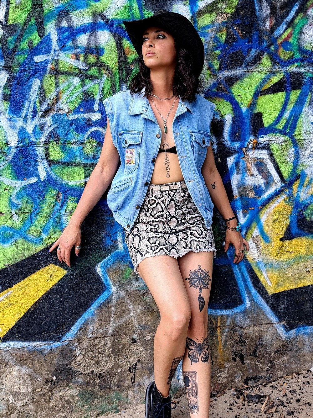 Serpent Pattern Mini Skirt